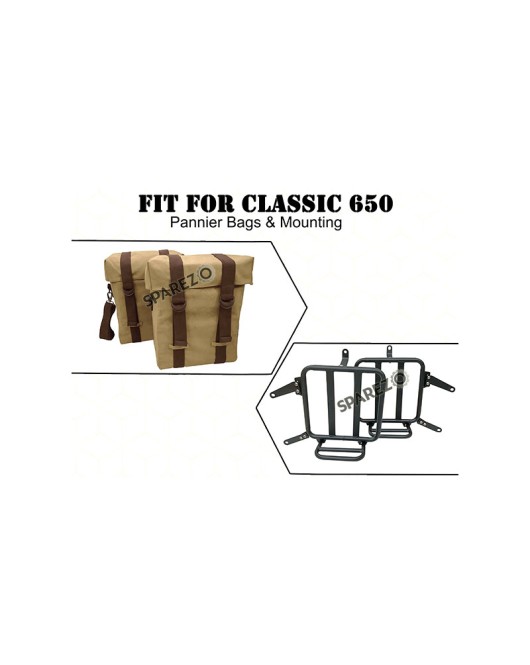 For Royal Enfield Classic 650 Military Pannier Bags Sand Color with Mounting