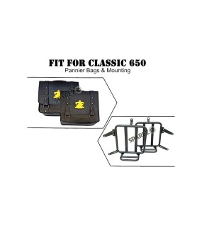 For Royal Enfield Classic 650 Leather Pannier Bags Black With Mounting