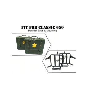 For Royal Enfield Classic 650 Leather Dark Green Pannier Bags and Mounting