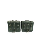 For Royal Enfield Classic 650 Leather Dark Green Pannier Bags and Mounting