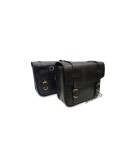 For Royal Enfield Classic 650 Leather Black Color Pannier Bags and Mounting