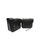 For Royal Enfield Classic 650 Leather Black Color Pannier Bags and Mounting