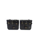 For Royal Enfield Classic 650 Leather Black Color Pannier Bags and Mounting