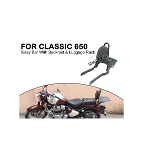 For Royal Enfield CLASSIC 650 Touring Backrest With Luggage Rack Black
