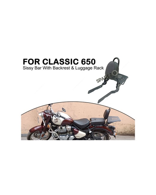 For Royal Enfield CLASSIC 650 Touring Backrest With Luggage Rack Black