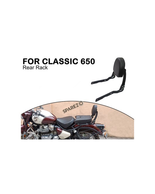 For Royal Enfield CLASSIC 650 Black Rear Backrest With Pad