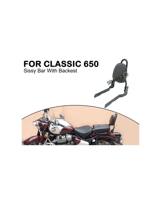 For Royal Enfield CLASSIC 650 Sissy Bar With Backrest Black