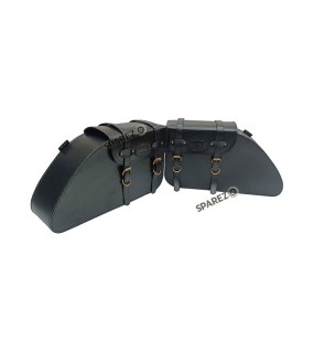 Fit For Royal Enfield Super Meteor 650 Leather Pannier Bags with Saddle Stays