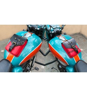 Fit For Royal Enfield Goan Classic 350 Leather Magnetic Tank Pouch Red and Black