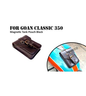 Fit For Royal Enfield Goan Classic 350 Leather Magnetic Tank Pouch Black Color