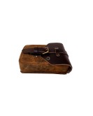 For Royal Enfield Goan Classic 350 Leather Magnetic Tank Pouch Tobacco and Black