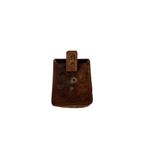 For Royal Enfield Goan Classic 350 Leather Magnetic Tank Pouch Tobacco and Black