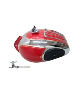 Royal Enfield Chrome Red Petrol Tank With Grill and Knee Pad