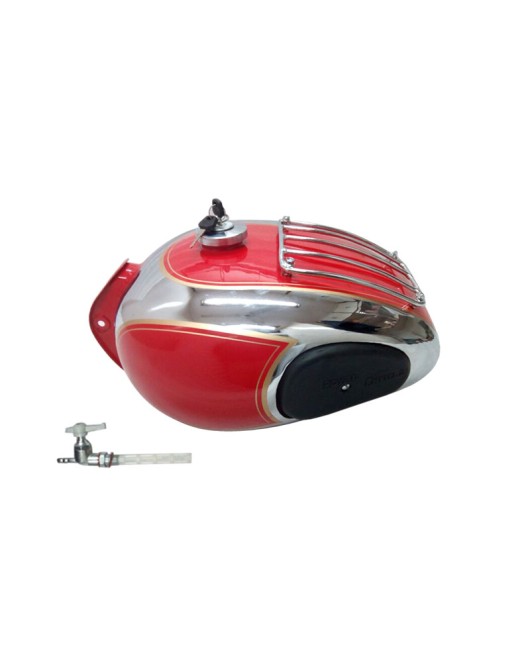 Royal Enfield Chrome Red Petrol Tank With Grill and Knee Pad