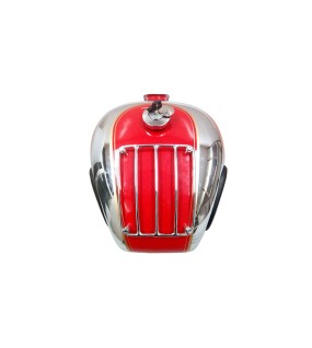 Royal Enfield Chrome Red Petrol Tank With Grill and Knee Pad