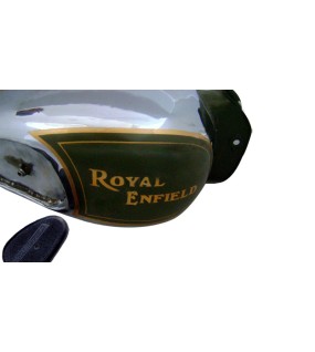 Royal Enfield Big Fuel Tank in Chrome and Battle Green Color With Knee Pads