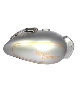Royal Enfield Fuel Tank 22 L In Silver With Chrome Grill And Hand Paint Lining