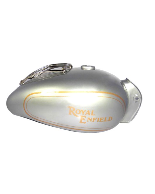 Royal Enfield Fuel Tank 22 L In Silver With Chrome Grill And Hand Paint Lining