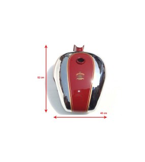Royal Enfield Customized Red and Chrome Tank With Kneepad