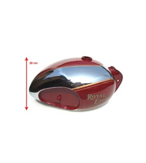 Royal Enfield Customized Red and Chrome Tank With Kneepad