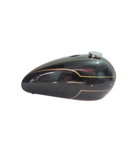 New Triumph T140 Black Painted Fuel Tank (Reproduction) With Chrome Cap and Tap