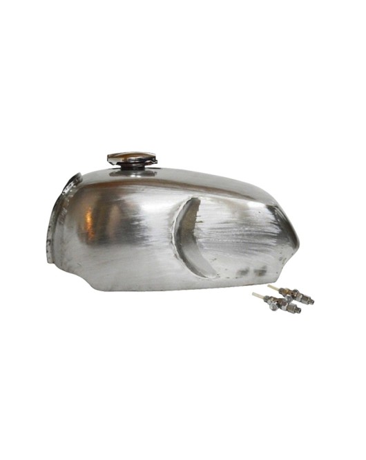 New Norton Commando Roadster Raw Steel Petrol Tank + Petrol Tank Cap & Taps