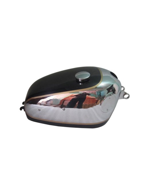 New Velocette Venom Chrome And Black Painted Fuel Petrol Tank With Cap And Tap