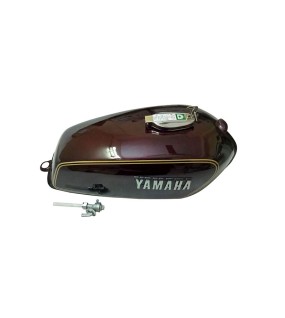 Petrol Fuel Gas Tank Steel Maroon With Chrome LID Cap Yamaha RX100 RX125