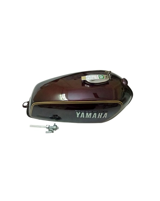 Petrol Fuel Gas Tank Steel Maroon With Chrome LID Cap Yamaha RX100 RX125