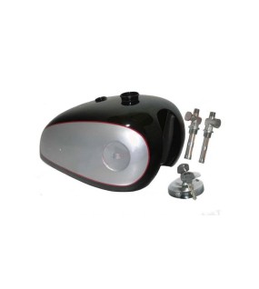 New BSA Goldstar A7 A10 Black Silver 4 Gal Petrol Fuel Tank + Taps + Cap