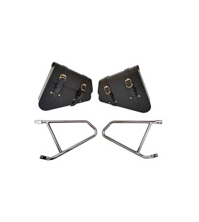 Royal Enfield GT Continental 650 Pannier Bags Pair &amp; Mounting Rails Chrome