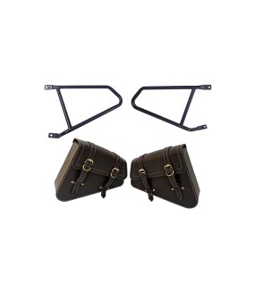 Royal Enfield Interceptor 650 Mounting Rails With Leather Pannier Bags Brown