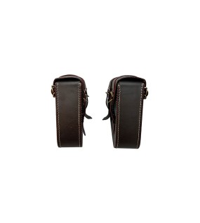 Royal Enfield Interceptor 650 Mounting Rails With Leather Pannier Pair Bags
