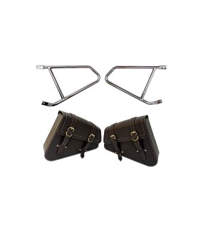 Royal Enfield GT Continental 650 Mounting Rails With Leather Pannier Pair Bags