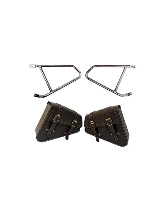 Royal Enfield GT Continental 650 Mounting Rails With Leather Pannier Pair Bags