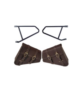Royal Enfield Interceptor 650 Mounting Rails With Pannier Bags Pair Brown 
