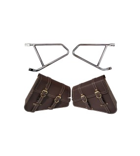 Royal Enfield Interceptor 650 Mounting Rails With Brown Pannier Bags Pair  
