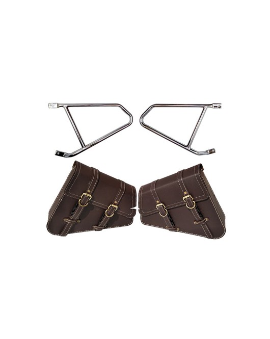 Royal Enfield Interceptor 650 Mounting Rails With Brown Pannier Bags Pair  
