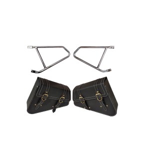 Royal Enfield Interceptor 650 Mounting Rails With Black Pannier Bags Pair