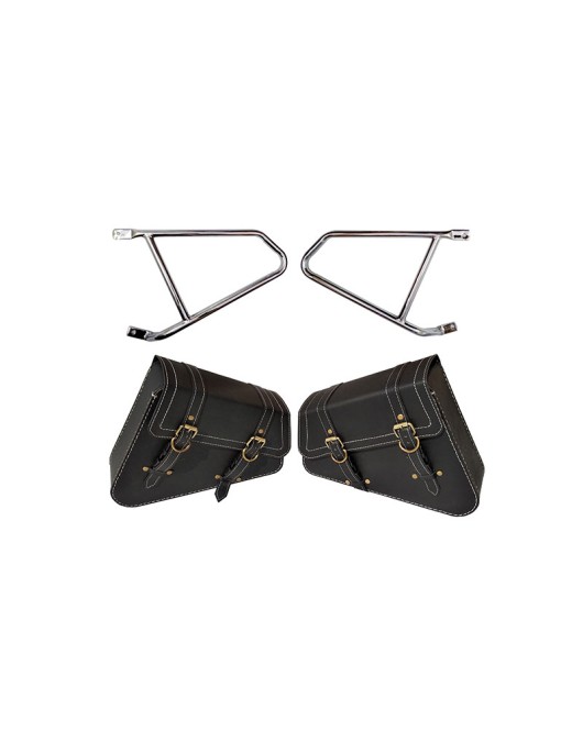 Royal Enfield Interceptor 650 Mounting Rails With Black Pannier Bags Pair
