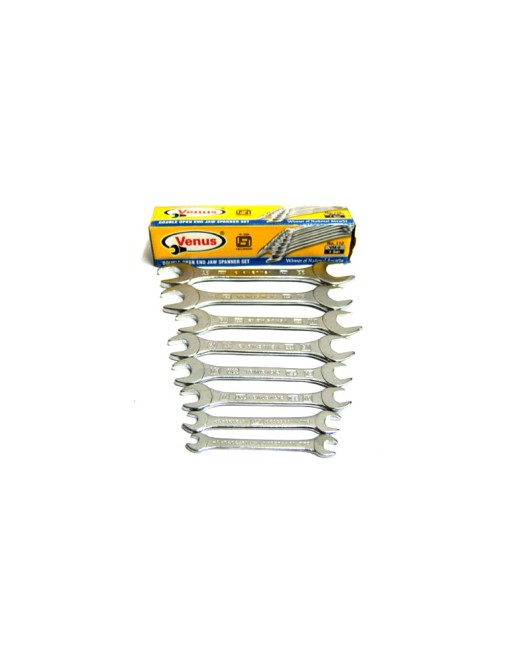 8 Pc Double Open End Jaw Spanner Set Chrome Plated