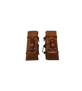 Royal Enfield Himalayan Pannier Rails and Leather Bags Pair Brown Tan