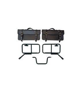 Royal Enfield Himalayan Pannier Rails and Leather Bags Pair Black