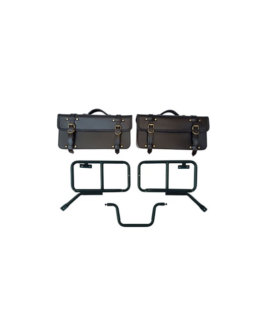 Royal Enfield Himalayan Pannier Rails and Leather Bags Pair Black