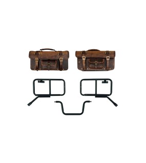Royal Enfield Himalayan Pannier Rails and Leather Bags Pair Brown