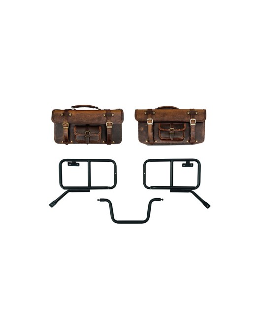 Royal Enfield Himalayan Pannier Rails and Leather Bags Pair Brown