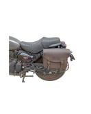 Royal Enfield Hunter 350 Leather Saddle Bags Rusty Brown With Mounting Pair