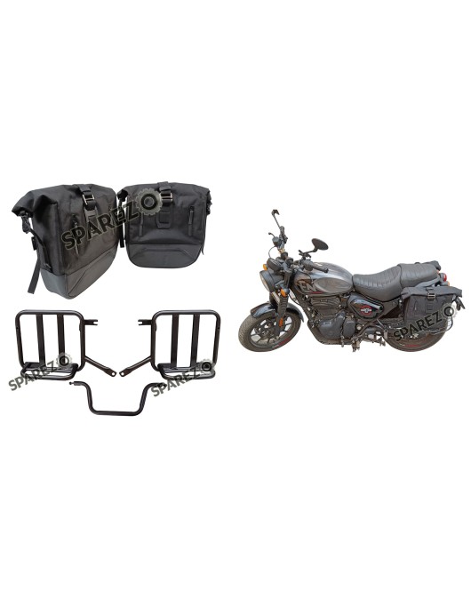 Royal Enfield Hunter 350 Pannier Luggage Bags Black And Mounting 2022-23