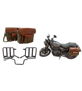 Royal Enfield Hunter 350 LH RH Pannier Luggage Bags Olive And Mounting 2022-23