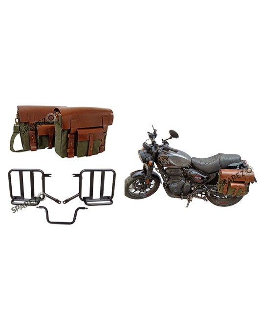 Royal Enfield Hunter 350 LH RH Pannier Luggage Bags Olive And Mounting 2022-23